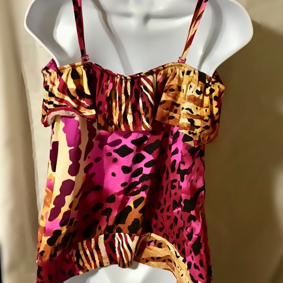 Lane Bryant Spaghetti Strap Print Flounce Camisole - Picture 2 of 8